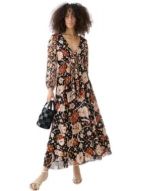 NWT: J.Crew Tie-front Lurex® dress in mixed print, Small